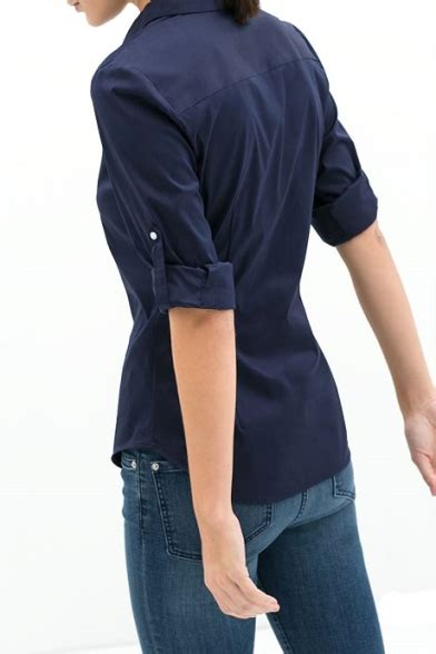 contrast placket long sleeve point collar shirt