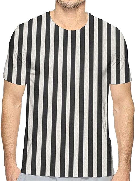 Black And White Linen Look Classic Vertical Stripe Mens Short Sleeve T