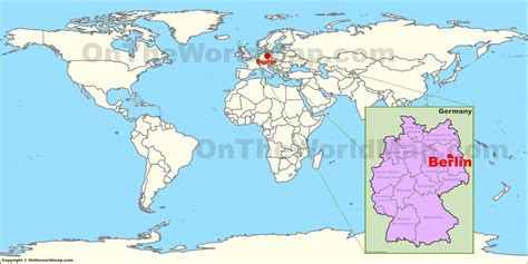 This map shows a combination of political and physical features. Berlin on the World Map