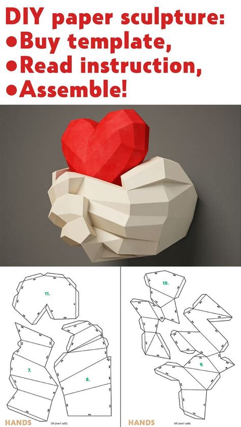 Dieses herz eignet sich super als dekoration zum valentinstag. Papierhandwerk Hände mit Herz, Papierhandwerk 3D ...