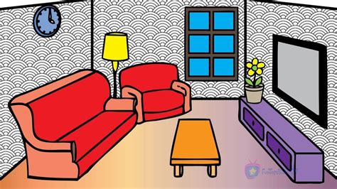 How To Draw Livingroom Coloring Pages For Kids Learn Colors With Baby
