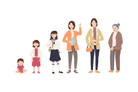 A Person In Different Ages Free Vector