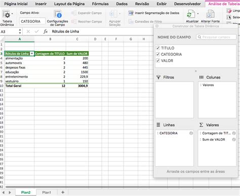 Configurar Tudo Criando uma Tabela Dinâmica no Excel