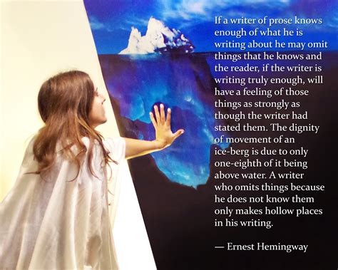 Iceberg theory is the name of a writing technique coined by ernest hemingway, in which the author wrote in a journalistic fashion and left most of the deeper meaning under the surface, up to the reader to interpret. The Iceberg Theory
