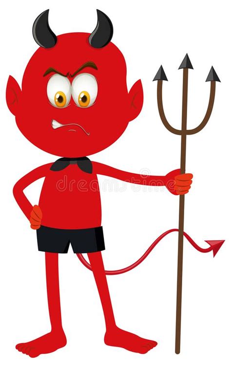 A Red Devil Cartoon Character With Facial Expression Stock Vector