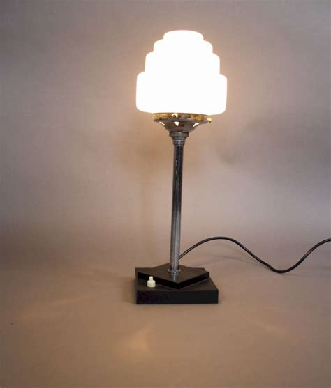 art deco chrome lamp with stepped shade art furniture
