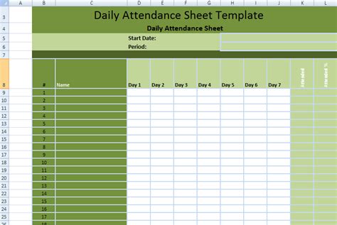 Example Of Attendance Sheet In Excel Excel Templates