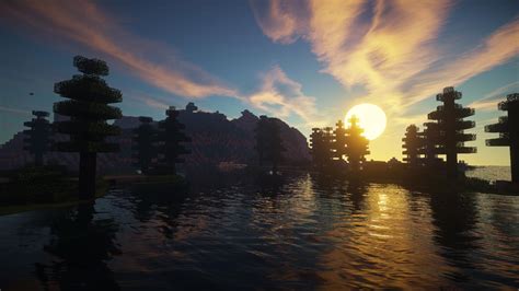 Minecraft Sunset Paisajes De Noche Descargar Fondos De Pantalla My
