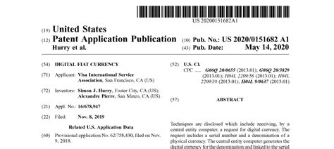 Going mainstream with central bank digital currency (cbdc). Visa will patent a cryptocurrency system to replace fiat money