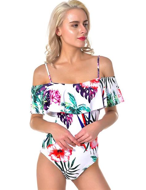 Free Floral Print Sexy Ruffled Summer One Piece Swimsuit Ohyeah