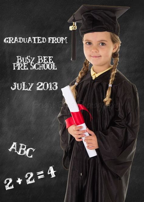 Pre School Graduation Photo Sessions With Chalk Board Background And Datename Of Pre School