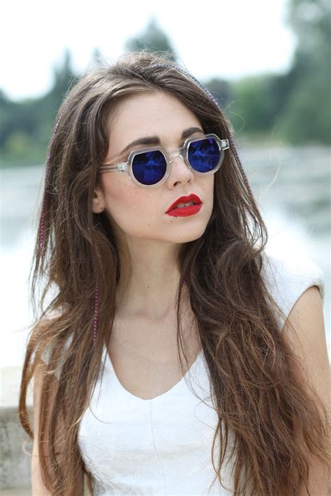 Round Flat Top Sunglasses Clear Sunglasses With Blue Mirror Lenses Ht 010 Hi Tek Webstore