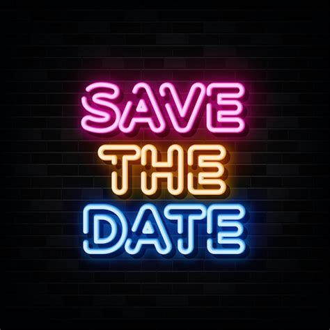 Premium Vector Save The Date Neon Signs Vector Sign Symbol