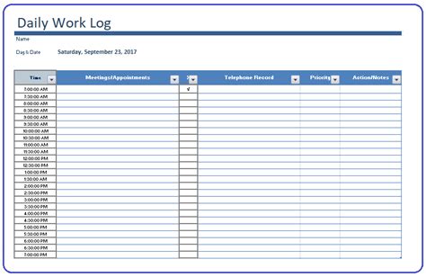 Daily Log Templates 11 Free Word Excel And Pdf Formats
