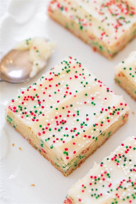 Holiday Sugar Cookie Bars With Cream Cheese Frosting Averie Cooks