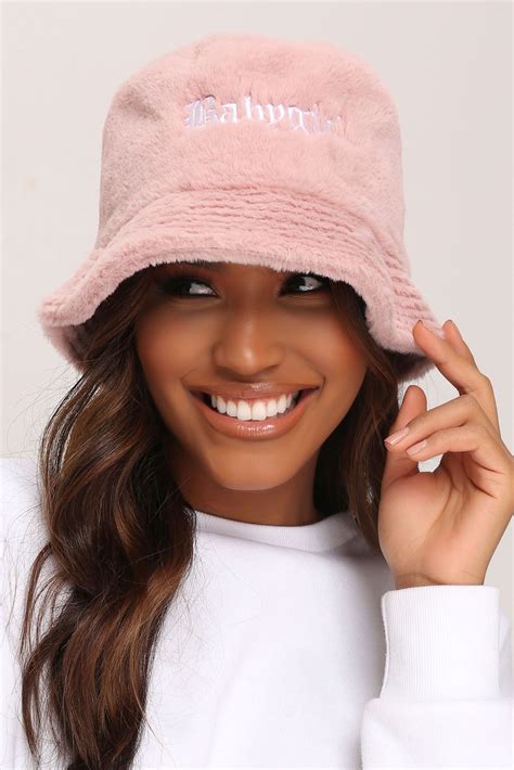 Baby Pink Baby Girl Fluffy Bucket Hat Hats I Saw It First Fluffy