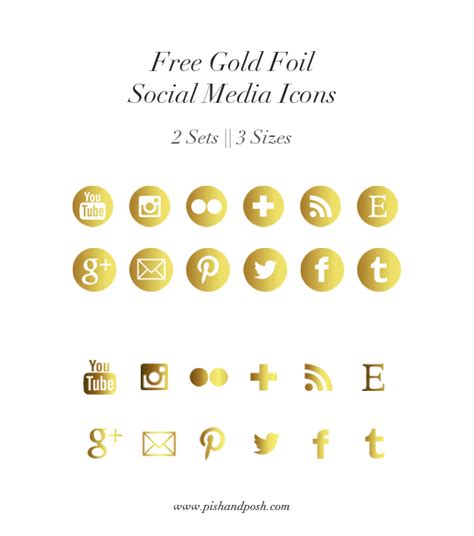 Choose from millions of icons and make some adjustments to get a it's free to use! Free Gold Foil Social Media Icons for Your Blog | Pish and ...