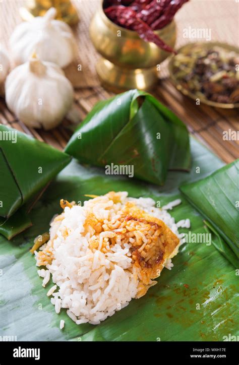 Nasi Lemak Malay Dish Popular Traditional Malaysian Food Wrapped With