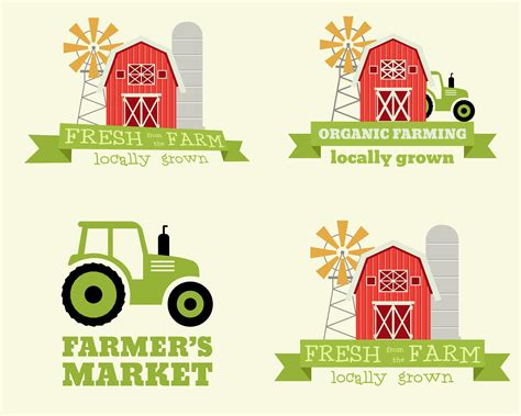 Set Of Farmers Market Logo Design Template Organic And Natural