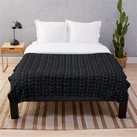 Black Knitted Wool Throw Blanket By Savesarah Redbubble