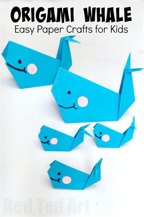 Easy Origami Whale Paper Crafts For Kids Red Ted Art