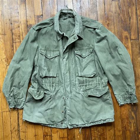 Vintage 1940s Ww2 Us Army M 1943 Field Jacket Wwii M43 Distressed Men