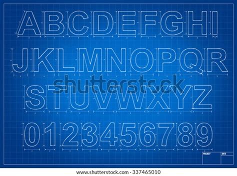 Architect Blueprint Alphabet Letters Measure Lines Stock Illustration