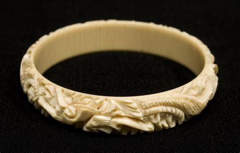 3 Chinese Finely Carved Ivory Bangle Bracelets