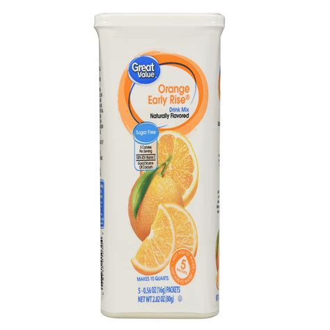 Great Value Sugarfree Orange Early Rise Drink Mix Nutrition