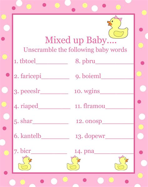 10 printable baby shower games your guests will surely enjoy. Stupendous free printable baby shower games with answer ...