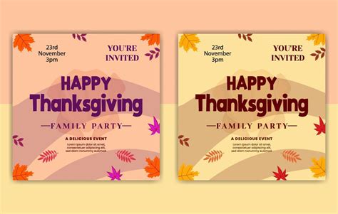 Happy Thanks Giving Day Post Template Set Of Thanksgiving Social Media