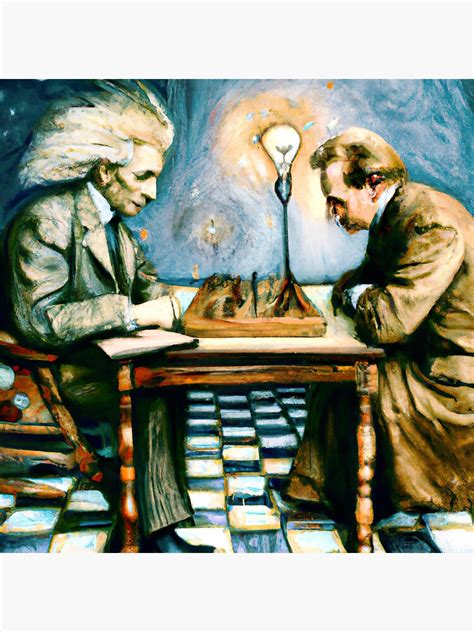 Nikola Tesla And Albert Einstein Playing Chess Sticker For Sale By