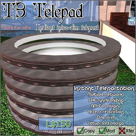 Second Life Marketplace T3 Telepad Teleporter 1 Rez 2 Name 3