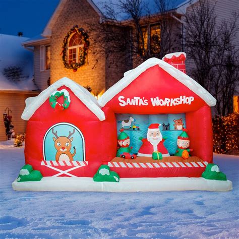 The Holiday Aisle 8 Ft Inflatable Christmas Santa Workshop Outdoor