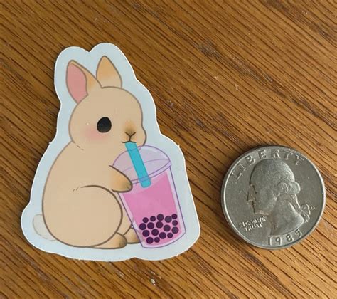 Boba Bunny Sticker Waterproofscratchproof Etsy