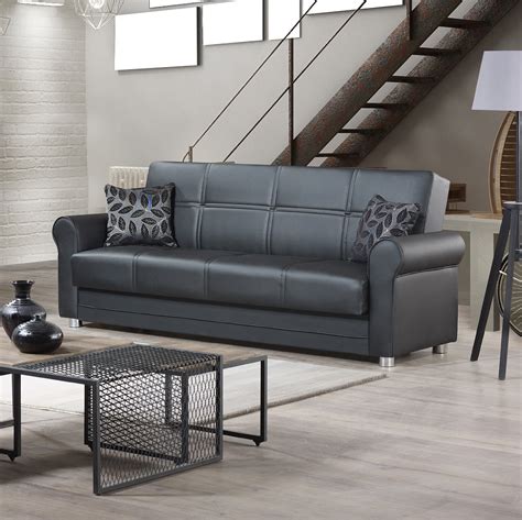 Ottomanson Avalon Sofa Bed With Storage In Leather Multiple Colors