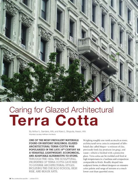 Caring For Glazed Architectural Terra Cotta Arthur L Snaders Aia