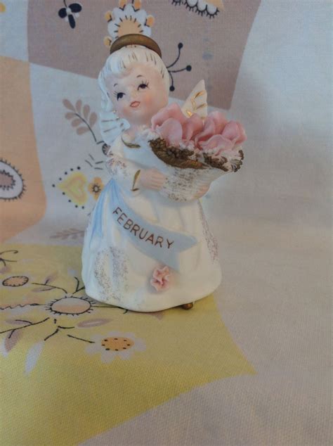 Lefton Ceramic February Birthday Angel Figurine Made In Japan Etsy