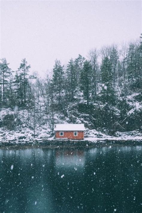 Christmaswinter Winter Cabin Winter Landscape Scandinavian Cabin