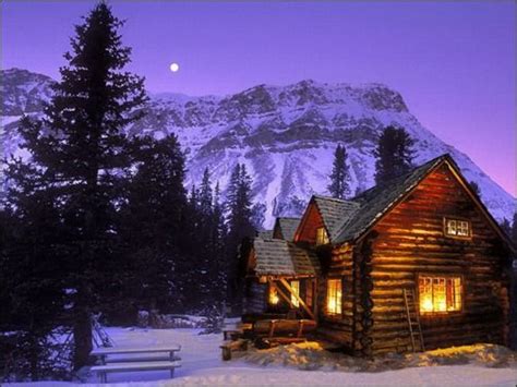 Winter Good Night Cabins During A Winter Night Have