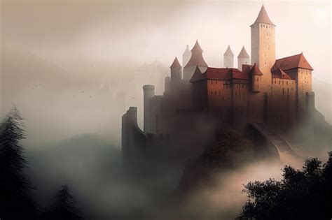 Premium Photo The Foggy Castle Is A Beautiful Mystical Landscape