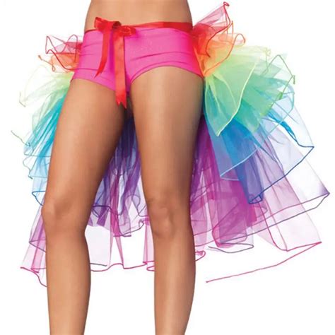 Women Sexy Show Rainbow Skirt Sexy Lady Puff Nightclub Stage Performance Colorful Skirts In