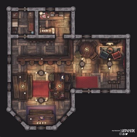 15 X 15 Rustic Little Tavern Battlemaps Dungeon Tiles Dungeon Maps