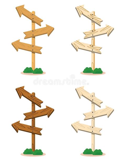 Wooden Direction Arrows Crossroads Stock Illustrations 858 Wooden