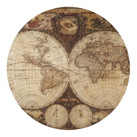 Vintage World Map Round Decal Youcustomizeit