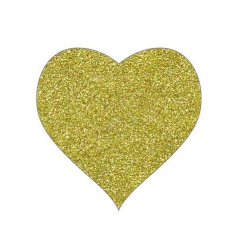 Glittery Shiny Gold Glitters Heart Sticker Gold Glitter