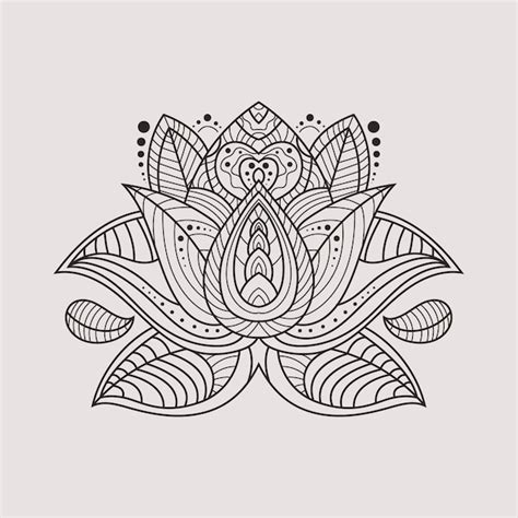 Dessin De Fleur De Lotus Mandala Dessiné à La Main | Vecteur Premium