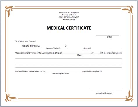 Medical Certificate Template My Word Templates