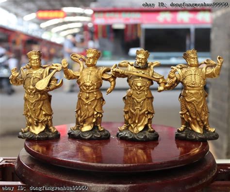 Chinese Bronze Copper Gold Gilt Evil Spirit Four Heavenly Kings Buddha