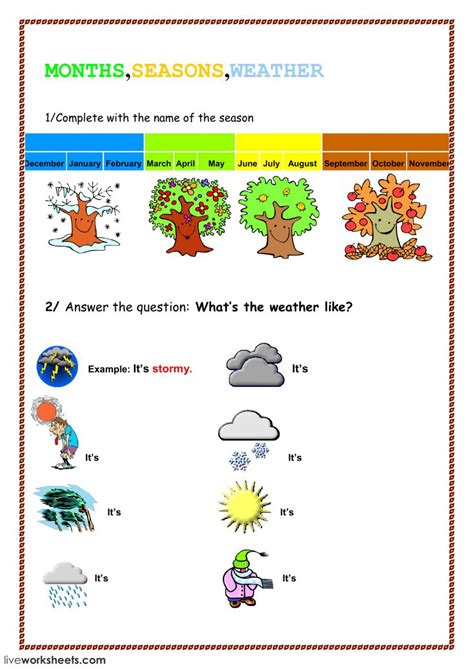 Weather Seasons Interactive Worksheet Seasons Worksheets Weather